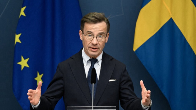 Le Premier ministre suédois Ulf Kristersson lors d'une conférence de presse sur le processus de l'adhésion de la Suède à l'OTAN. Fredrik SANDBERG / TT News Agency / AFP
