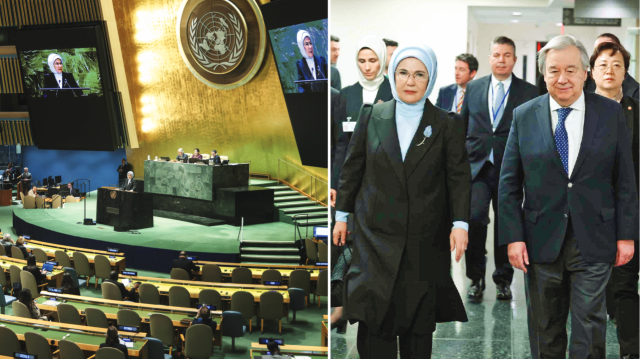 Emine Erdoğan, BM Genel Kurulu’nda konuşan ilk Türk Cumhurbaşkanı eşi oldu.