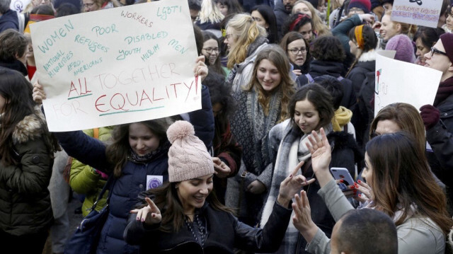 La Journée internationale de la femme, le 8 mars 2018 à Bruxelles.
Crédit Photo: NICOLAS MAETERLINCK / BELGA / AFP