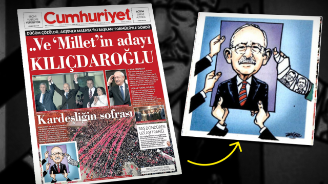 Cumhuriyet'in manşetine taşıdığı Akşener karikatürü çok konuşuldu. 