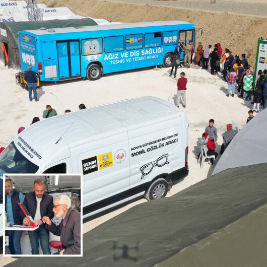 Konya mobil gözlük ve diş araçları depremzedelere derman oluyor 