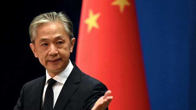 Le porte-parole du ministère des Affaires étrangères de la république populaire de Chine, Wang Wenbin. Crédit photo: Noel Celis / AFP
