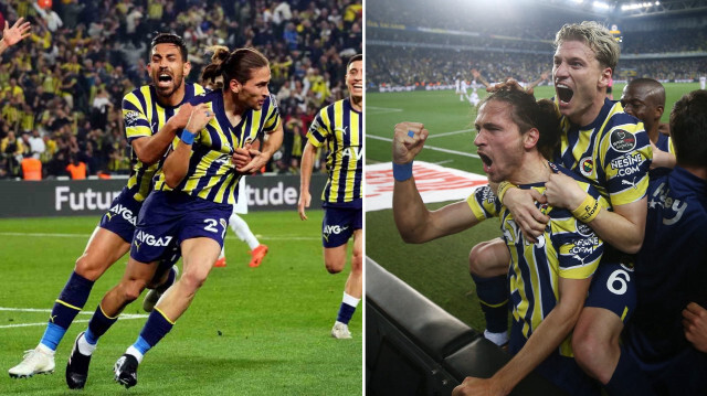 Fenerbahçeli futbolcuların son dakika golüne sevinci