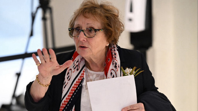 Danielle Lamy, présidente de l'association AF 447, au palais de justice de Paris le 17 avril 2023 au procès d'Air France et de l'avionneur Airbus pour le crash du vol Rio-Paris. Crédit Photo: Bertrand GUAY / AFP