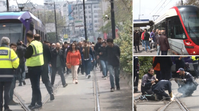 Kabataş-Bağcılar tramvay hattındaki arıza nedeniyle vatandaşlar yürümek zorunda kaldı. 