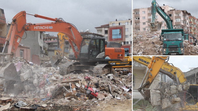 Ekipler, hasarlı binaların yıkımını gerçekleştirdi. 