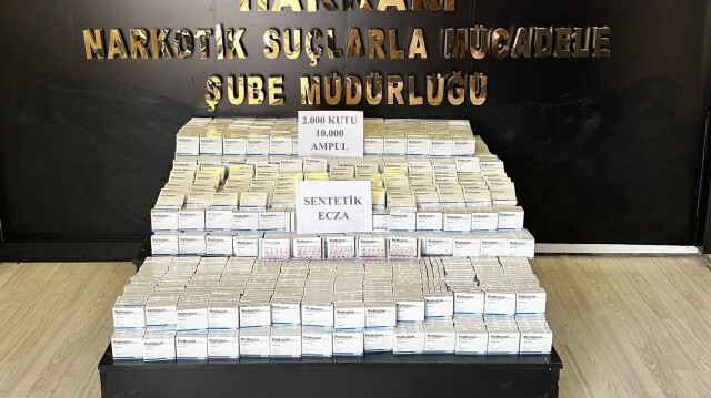 Hakkari'de bir iş yerinde 2 bin kutu ilaç ele geçirildi.