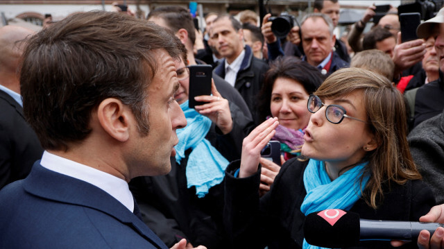 Emmanuel Macron, Président de la République française lors de sa visite à Sélestat.  Crédit Photo: Ludovic MARIN / POOL / AFP

