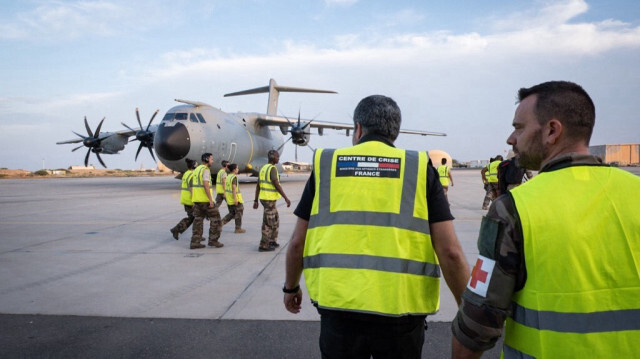 La base aérienne militaire française à Djibouti lors de l'évacuation "RESEVAC/Sagittaire" d'environ 100 personnes du Soudan lors du premier vol français hors du pays.
Crédit Photo: Jonathan Sarago / MINISTÈRE DE L'EUROPE ET DES AFFAIRES FOREING / AFP