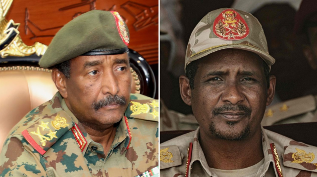 Hızlı Destek Kuvvetleri Komutanı Muhammed Hamdan Dagalo ve Sudan Egemenlik Konseyi Başkanı Abdulfettah el-Burhan.