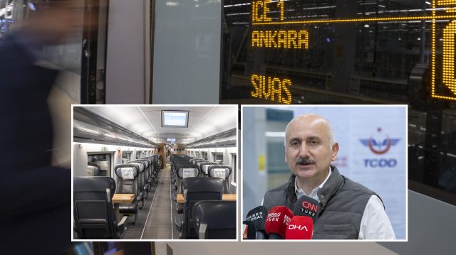 Ulaştırma ve Altyapı Bakanı Adil Karaismailoğlu, Ankara-Sivas Yüksek Hızlı Tren Hattı ile ilgili Ankara YHT Garı'nda basın açıklaması yaptı.