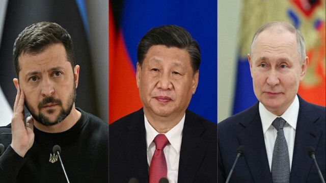 Le président chinois Xi Jinping et son homologue russe Vladimir Poutine ainsi que le chef d'état ukrainien Volodymyr Zelensky. Crédit photo: Genya SAVILOV, Vladimir ASTAPKOVITCH, Gavriil GRIGOROV / SPOUTNIK/ AFP