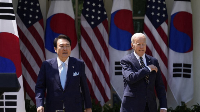 Le Président américain, Joe Biden et son homologue sud-coréen, Yoon Suk-yeol. Crédit photo: Drew Angerer / GETTY IMAGES AMÉRIQUE DU NORD / Getty Images/ AFP