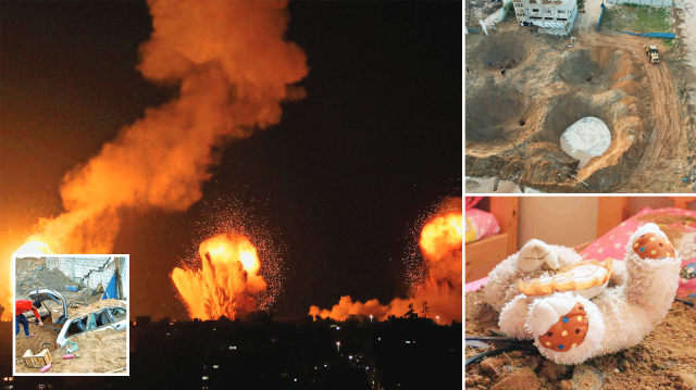 İsrail’in Gazze’ye saldırıda kullandığı yüksek tahrip gücüne sahip bombalar, hedef alınan noktalarda geniş kraterler açtı.
