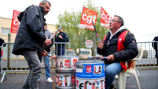 Syndicalistes de la CGT à Paris le 29.04.2023. Crédit Photo: FRANCOIS NASCIMBENI / AFP