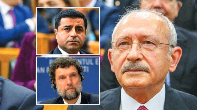 Selahattin Demirtaş, Osman Kavala ve Kemal Kılıçdaroğlu. 