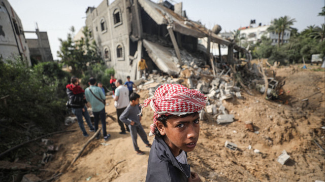 Une habitation détruite suite aux attaques israéliennes dans la ville de Deir el-Balah, à Gaza, le 12 mai 2023. Crédit photo: AGENCE ANADOLU