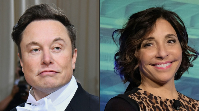 Elon Musk, actuel directeur de Twitter et Linda Yaccarino, future patronne de Twitter. Crédit Photo: Angela Weiss, D Dipasupil / AFP / GETTY IMAGES NORTH AMERICA

