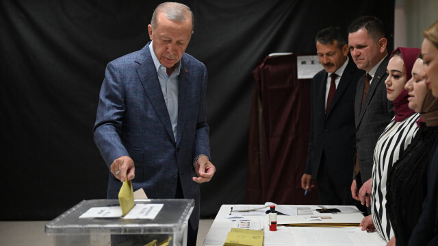 Le Président turc, Recep Tayyip Erdogan, candidat de l'Alliance du peuple, a voté aux élections présidentielle et parlementaires, le 14 mai 2023. Crédit photo: AGENCE ANADOLU