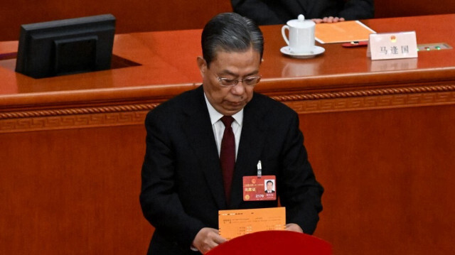 Le président de l'Assemblée nationale chinoise, Zhao Leji. Crédit photo: NOËL CELIS / AFP