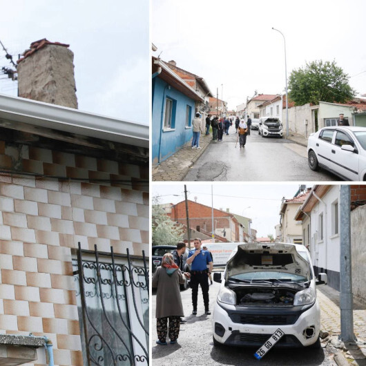 Aydınlatma direğine yıldırım isabet etti: Araç ve evler hasar aldı
