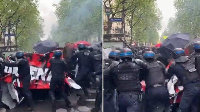 Fransa'da 1 Mayıs'taki protestolarda 200'ün üzerinde gösterici gözaltına alındı.