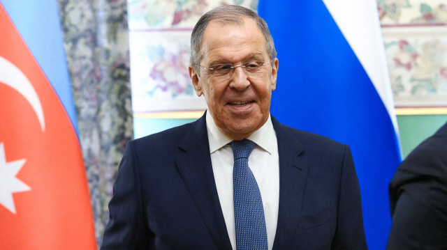 Le ministre russe des Affaires étrangères, Sergei Lavrov, lors de la réunion trilatérale avec ses homologues d'Arménie et d'Azerbaïdjan à Moscou, le 19 mai 2023. Crédit Photo: Handout / RUSSIAN FOREIGN MINISTRY / AFP

