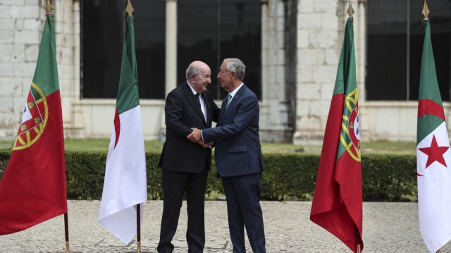 Le Président du Portugal, Marcelo Rebelo de Sousa et son homologue algérien Abdelmadjid Tebboune. Crédit Photo: CARLOS COSTA / AFP