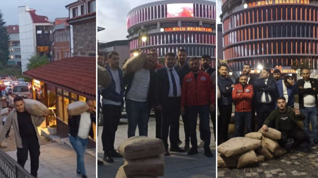 AK Parti Bolu Gençlik Kolları, Cumhurbaşkanı Erdoğan'ın heykelini dikme vaadinde bulunan Tanju Özcan'a çimento gönderdi.