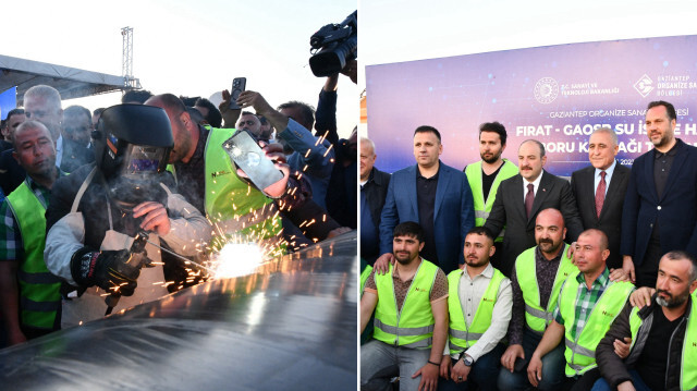 Sanayi ve Teknoloji Bakanı Mustafa Varank Gaziantep'te "Fırat Nehri-Gaziantep OSB Su İhale Hattı Projesi Kaynak Töreni"ne katıldı.