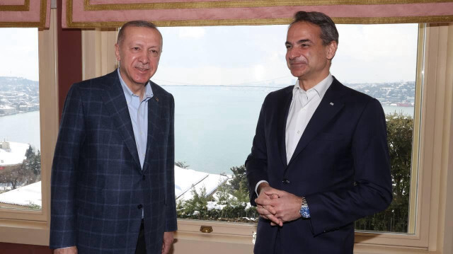 Cumhurbaşkanı Recep Tayyip Erdoğan ve Eski Yunanistan Başbakanı Kiryakos Miçotakis.