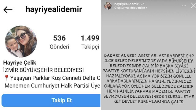 CHP'li İzmir Büyükşehir Belediyesi çalışanı Hayriye Çelik, belediyede CHP’ye oy vermeyenlerin listesini yaptıklarını açıkladı. 