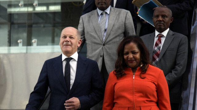 Le chancelier allemand,  Olaf Scholz et la ministre d'État éthiopienne aux Affaires étrangères, Birtukan Ayana. Crédit Photo: AFP