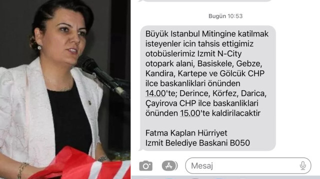 CHP’li İzmit Belediye Başkanı Maltepe mitingine katılım için toplu SMS attı.