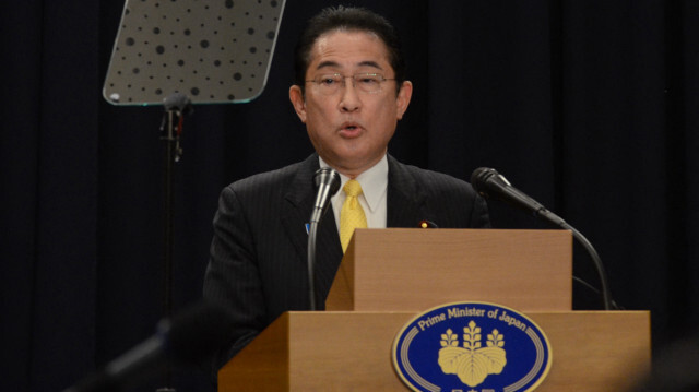 Le Premier ministre japonais, Fumio Kishida, lors de la conférence de presse au Mozambique. Crédit Photo: Ouri Pota / AFP

