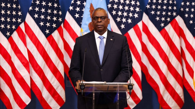 Le Secrétaire à la Défense des États-Unis, Lloyd Austin donne une conférence de presse au siège de l'OTAN à Bruxelles, le 15 juin 2023. Crédit photo: SIMON WOHLFAHRT / AFP