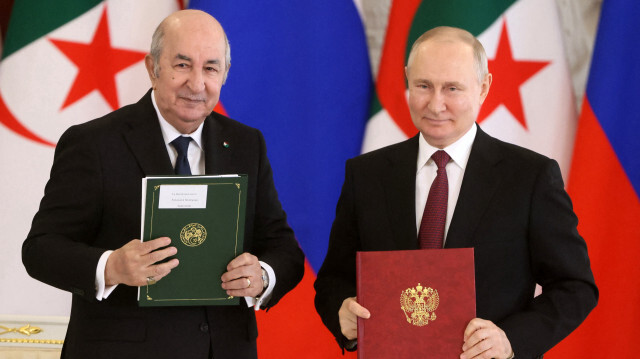 Le Président algérien, Abdelmadjid Tebboune et son homologue russe, Vladimir Poutine, lors de la cérémonie de signature à l'issue de leurs entretiens au Kremlin, à Moscou, le 15 juin 2023. Crédit Photo: Mikhail Metzel / SPUTNIK / AFP

