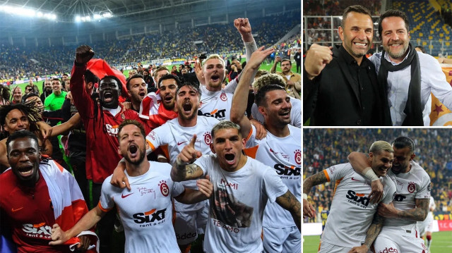 Galatasaraylı futbolcular şampiyonluğu doyasıya kutladılar.