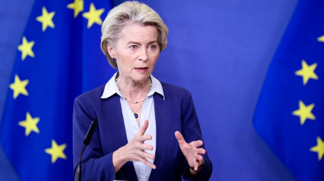 La présidente de la Commission européenne, Ursula von der Leyen au siège de l'UE à Bruxelles. Crédit photo: KENZO TRIBOUILLARD / AFP