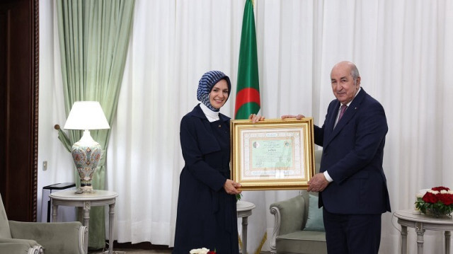 La ministre turque des Affaires sociales et familliales, Mahinur Ozdemir Goktas et le Président algérien, Abdelmadjid Tebboune. Crédit photo: AA