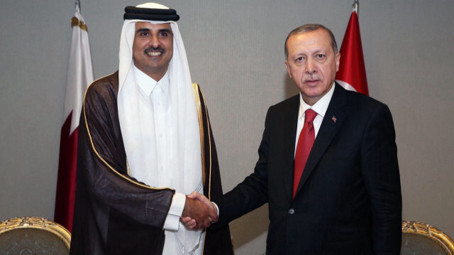 Cumhurbaşkanı Recep Tayyip Erdoğan, Katar Emiri Şeyh Temim bin Hamed Al Sani.