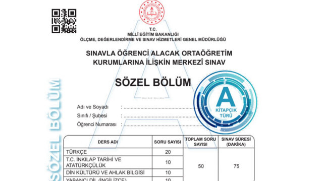 LGS Merkezi Sınav Sayısal ve Sözel Soru Kitapçıkları