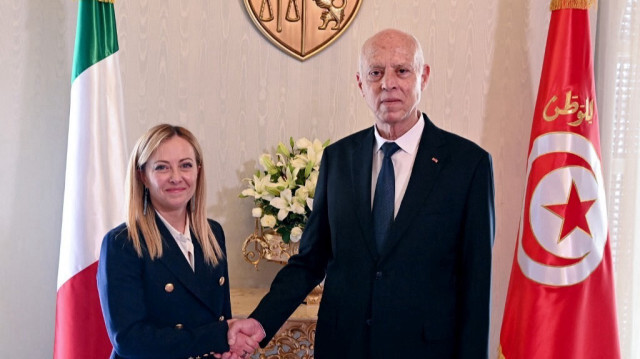 La Première ministre italienne,  Giorgia Meloni et le président tunisien, Kais Saied. Crédit Photo: PRÉSIDENCE TUNISIENNE / AFP