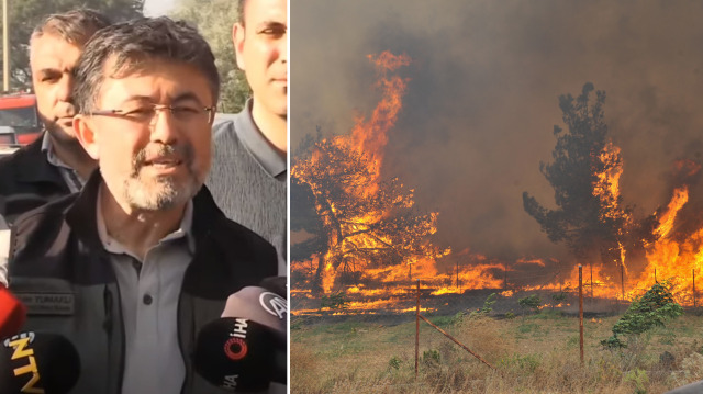 Bakan Yumaklı, Çanakkale'deki orman yangınına ilişkin bilgilendirmelerde bulundu.