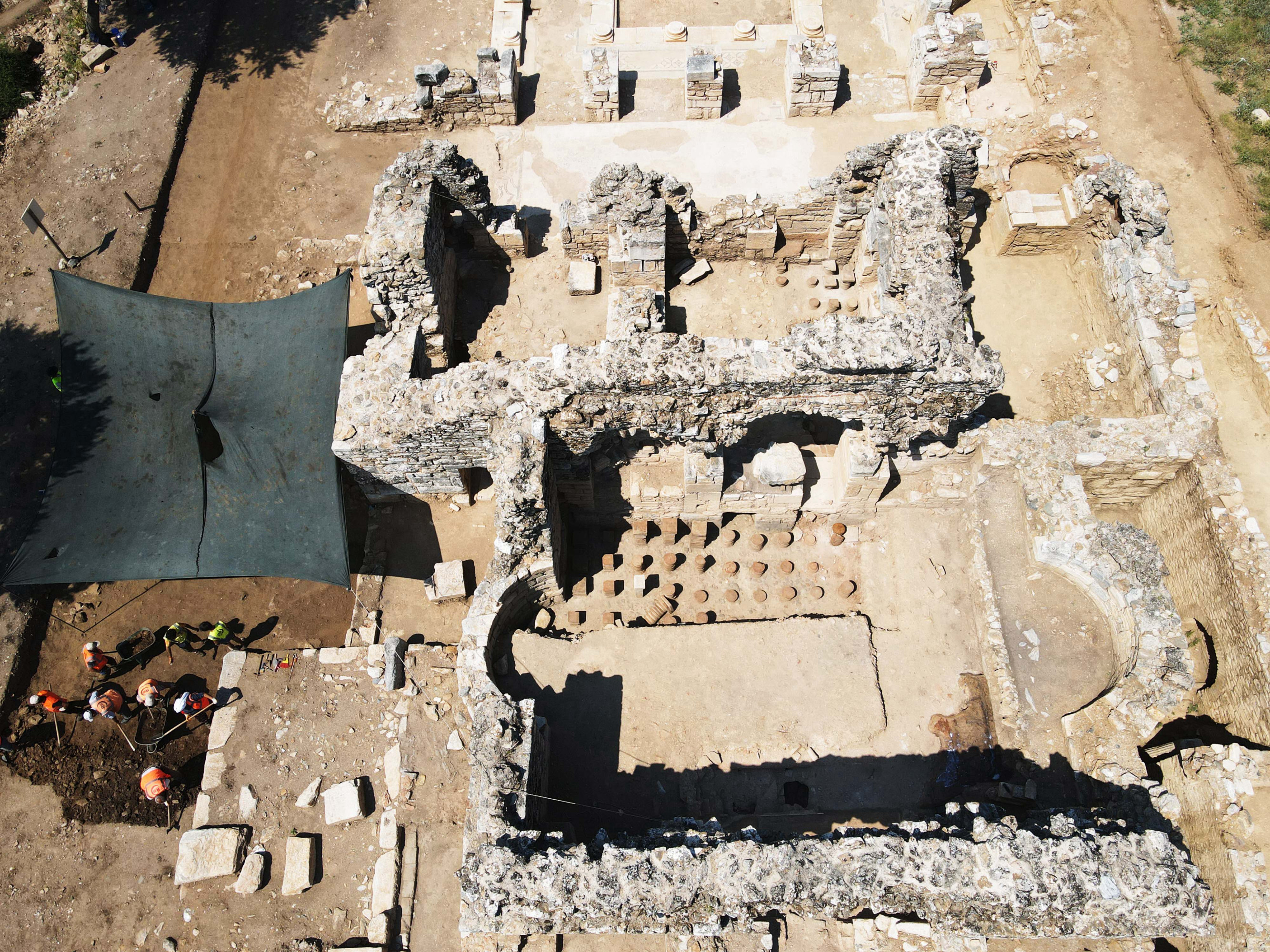 Bird's eye view of Temple of Zeus Euromos in Türkiye's Mugla