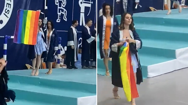 Uşak Üniversitesi'nin mezuniyet töreninde LGBT propagandası yapıldı.