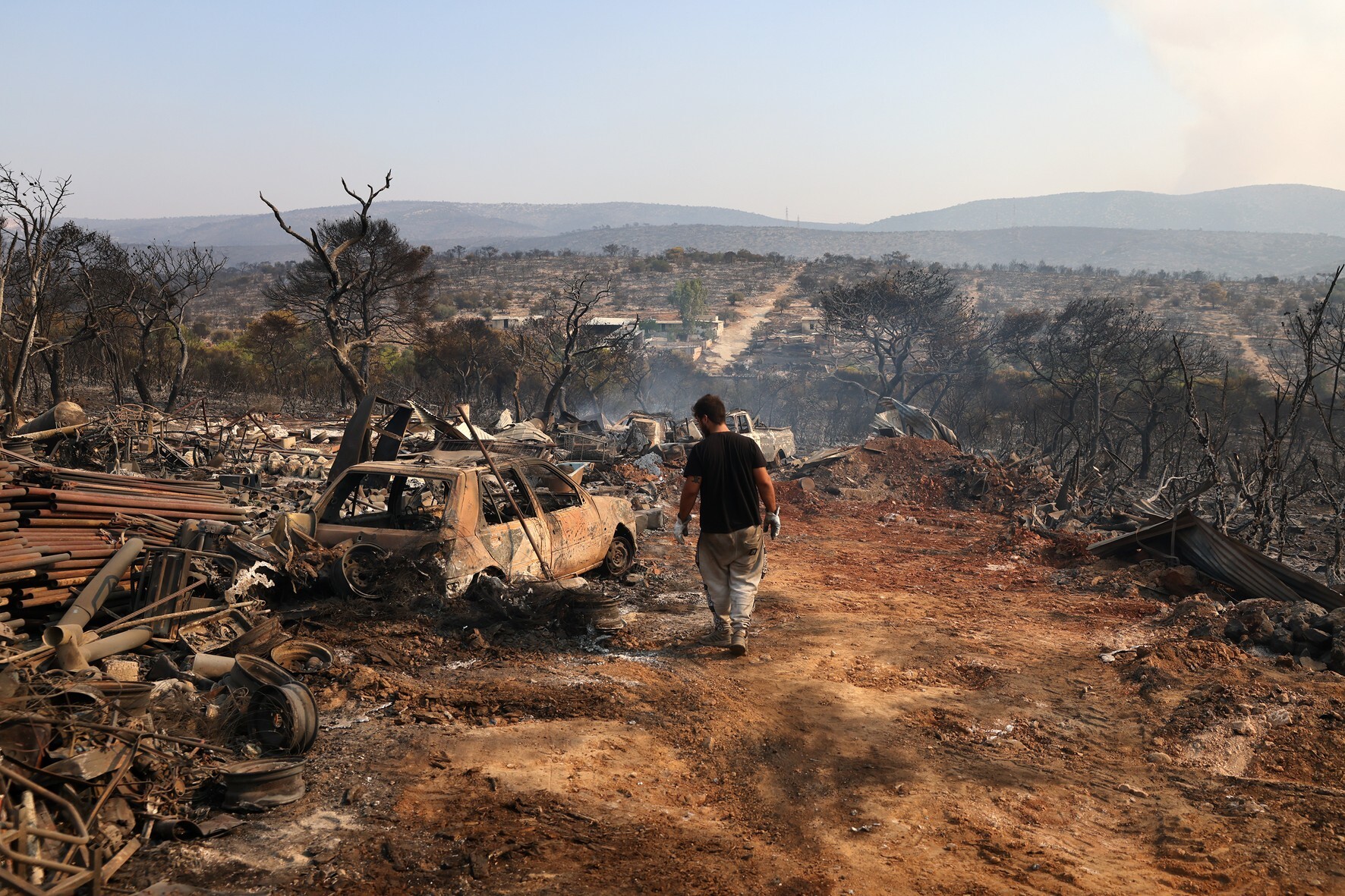 Aftermath of wildfire in Greece