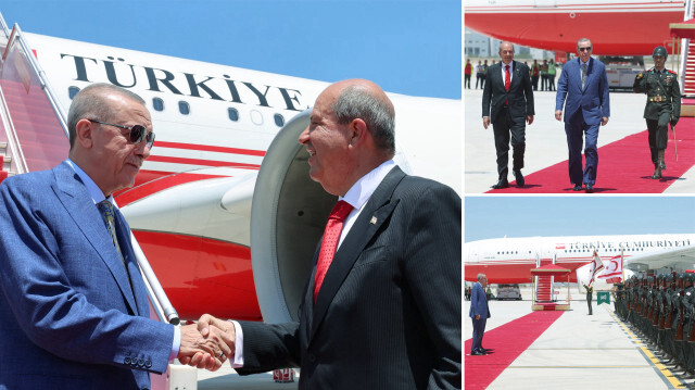 Cumhurbaşkanı Recep Tayyip Erdoğan, KKTC Cumhurbaşkanı Ersin Tatar tarafından resmi törenle karşılandı.