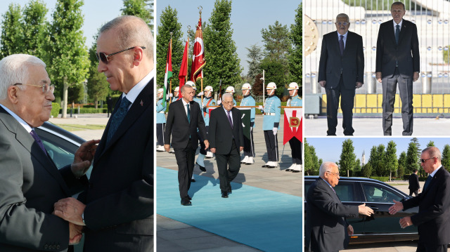 Cumhurbaşkanı Erdoğan, Filistin Devlet Başkanı Abbas'ı resmi törenle karşıladı.