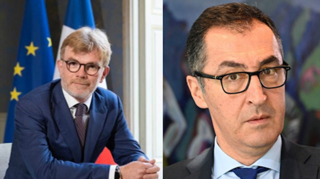 Le ministre français de l’Agriculture et de la Souveraineté alimentaire, Marc Fesneau (G) et 
le ministre allemand de l’Agriculture, Cem Özdemir (D). Crédit photo: Twitter / TOBIAS SCHWARZ / AFP